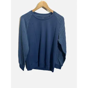 Womens Navy Blue Cable Knit Raglan Sleeve Crewneck Sweatshirt Size‎ Medium thumbnail 2