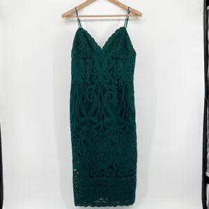 Bardot Gia Lace‎ Midi Dress Forest Green V-Neck Spaghetti Strap Womens Size 10/L thumbnail 3
