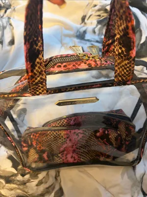 Aimee Kestenberg Clear Travel Cosmetic Bag Set Adele Sunset Snake 3 Piece Set thumbnail 2