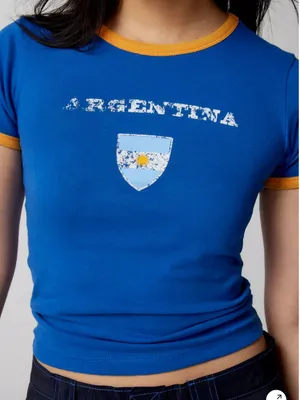 Urban Outfitters Argentina Baby Ringer Tee Shirt Women’s Large thumbnail 1