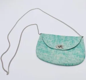 l*space Aqua Teal Blue Space Dye Silver Chain Crossbody Festival Bag Purse thumbnail 2