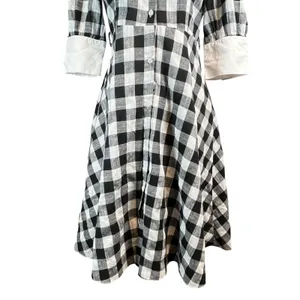 Heaven Collection Gingham Academia 3/4 Sleeve Midi A Line Button Dress‎ M thumbnail 7