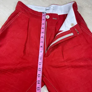 Mango MNG Suit Red Wide Leg High Rise Contrast Stitch Trousers Pants Womens 2 thumbnail 10