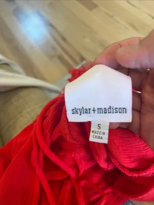 Skylar * Madison Red Ruffled V-Neck Crop Top thumbnail 11