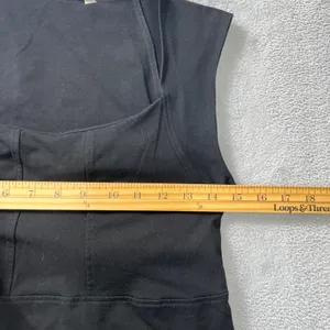 Athleta Black Square Neck Sleeveless Sheath Dress‎ Organic Cotton Spandex Small thumbnail 7