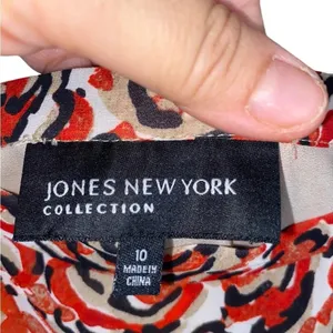 Jones New York White Tan Red midi skirt 90s Boho Coastal Cowgirl Professional thumbnail 8