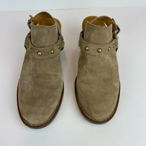 Born‎ Bagley Clogs Mules 7 Suede Leather Studded Taupe Harness Buckle thumbnail 7