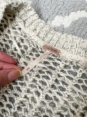 Free People marble tan crochet knit open cardigan quarter sleeve sweater thumbnail 7