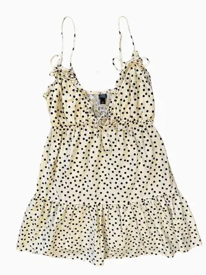 Wild fable Triangle Babydoll Slip Mini Dress Ivory Polka Dots Size XS thumbnail 3