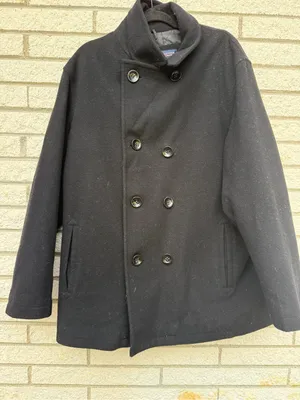Roundtree & York Luxurius Wool Womens Black Double-Breasted Wool Peacoat thumbnail 1