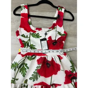 NEW Club L London ALIA Poppy Print Scoop-Neck Tiered Volume Hem Mini Dress US 4 thumbnail 10