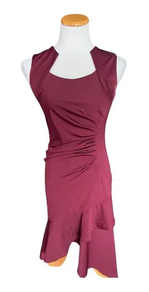 NWT Womens Grace Karin Burgundy Retro 1950s Inspired Cocktail Dress - Sz S thumbnail 1