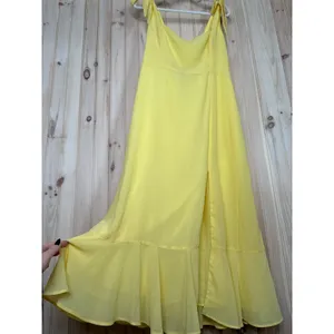 NWT Lulus Summer Invite Yellow Tie-Strap Tiered Midi Dress Ruffled Size XL thumbnail 6