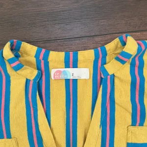 Free People FP Beach Daya Striped Tunic Dress Yellow Blue Pink Oversized M Boho thumbnail 3