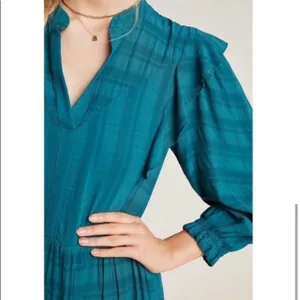 Anthropologie amadi Rossi ruffle dress long sleeve green sz s‎ thumbnail 2
