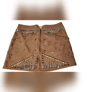 English Rose Tan Studded Mini Skirt Size:L thumbnail 3