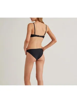 New Quince Italian Low Rise Bikini Bottom V-Neck Bikini Top Black Medium thumbnail 2