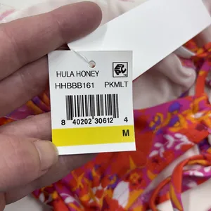Hula Honey Floral Bandeau Bikini Top Cutout Orange Red‎ HHBBB161 Juniors M NWT thumbnail 5