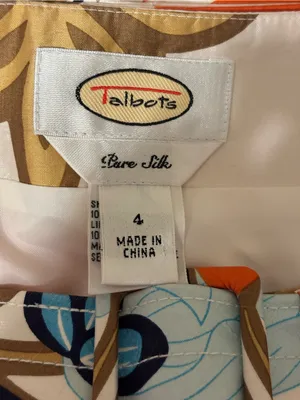 Talbots Bare Silk Floral A-Line Skirt Orange Blue Size 4 Belted thumbnail 2
