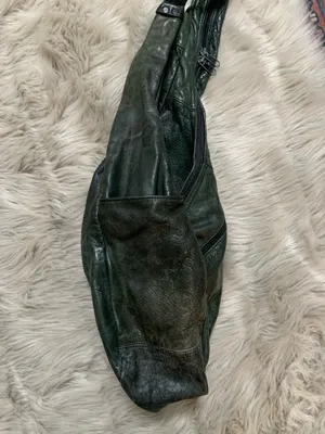 Dark green leather hobo shoulder bag purse thumbnail 3