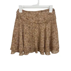 Aerie Brown Paisley Bandana Chiffon Mini Wrap Skirt Small Western Festival Rodeo thumbnail 2