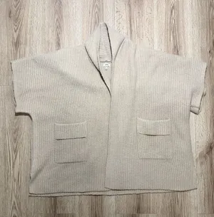 Aerie Women's Beige Chunky Knit Cardigan Sweater Short Sleeve‎ Size S Oversized thumbnail 1