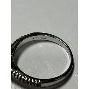 Halo‎ Ring Round Cut Cubic Zirconia Silver tone Size 9 thumbnail 7