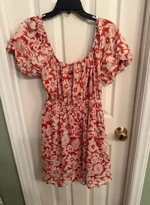 American Eagle Outfitters Red and White Floral Mini Dress thumbnail 1