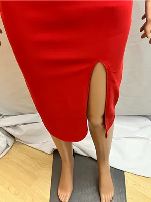 Missguided Red Bodycon Midi Dress Side Slit Spaghetti Strap NWT US 6 thumbnail 2