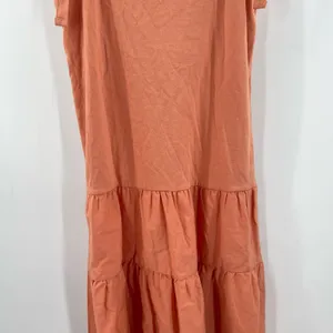 TOPSHOP Dress Size 2 Tiered Poplin Midi Peach Orange Casual Summer Ties NWT thumbnail 10