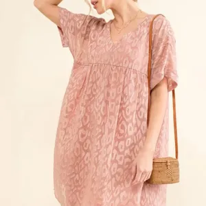And The‎ Why Woven Leopard Baby Doll Roll-Sleeve Casual Dress thumbnail 4