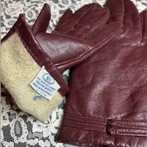 Wine color Leather Gloves size 6.5 thumbnail 4