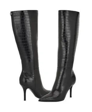 GUESS, Gressa3-Wc, Black boots crocodile print, 9.5 wide calf -new in box thumbnail 1