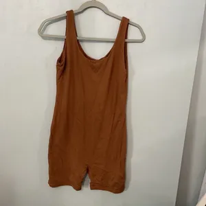 Poshdivah Women Romper Bodysuit Brown Solid Sleeveless Large thumbnail 2