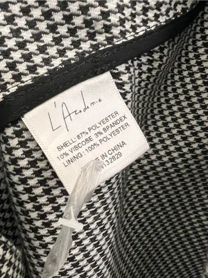 L'Academie Black White Houndstooth Long Trench Coat Women's Small Belted thumbnail 9