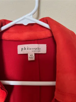 Philosophy Bold Red Suede Long Trench Coat thumbnail 4