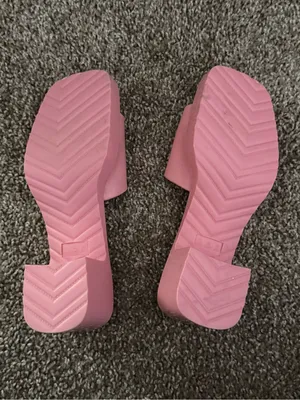Charlotte Russe Pink Jelly Platform Block Heel Mule Sandals Y2K Size 7 thumbnail 11