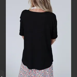 Three Bird Nest Leila Ribbed Henley oversized Top - Black thumbnail 2