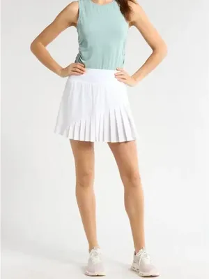 Zella Clean Sweep Pleated Performance Skort NWT Off White Large thumbnail 2