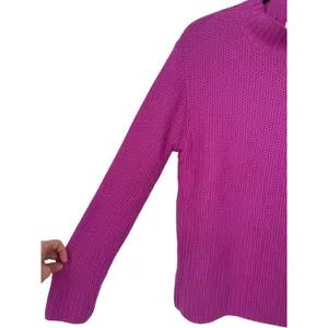 NWT J.Crew Womens Mock Neck Cotton Blend Sweater Fuschia Pink CP350 Size Large thumbnail 8