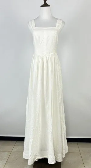 NWOT Farm Rio Stretch Linen Blend Cami Maxi Dress Size S Classic Off White thumbnail 7