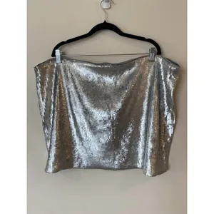 Future Collective silver sequin short skirt Size 2X. thumbnail 3