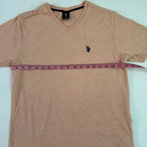 U.S. Polo Assn. Men’s V-Neck T-Shirt Small Peach Logo Embroidered Casual Tee thumbnail 4