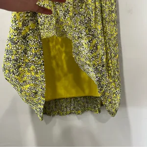 Who What Wear Maxi Skirt Women Size 6 Floral Pleated‎ Layered Yellow Black White thumbnail 6