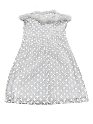 Lulu's Sparkly Aura Light Blue Textured Sequin Feather Mini Dress XS thumbnail 5