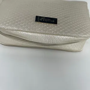 BVLGARI pearly gold tone toiletry travel zip bag thumbnail 4