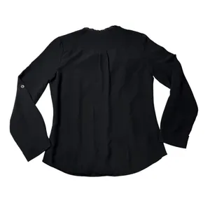 Calvin Klein Black Crepe Button Down Blouse Medium Relaxed Fit Office Minimalist thumbnail 6