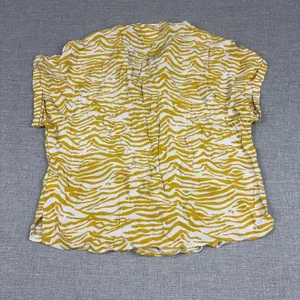 Maeve By Anthropologie Tunic Blouse Womens M Yellow Animal Print V-Neck Dolman thumbnail 10