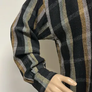 Madewell Black & Tan Toned Plaid Wool Blend Long Sleeve Top Size S thumbnail 4