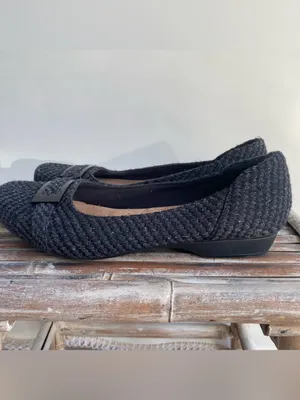 Clarks grey tweed ballet flats fall winter office work academia preppy 9 thumbnail 4